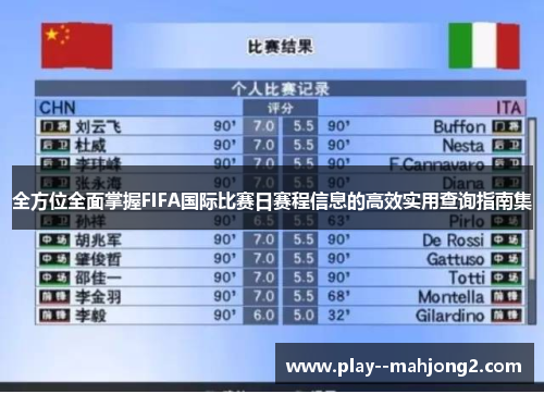 全方位全面掌握FIFA国际比赛日赛程信息的高效实用查询指南集 全方位全面掌握FIFA国际比赛日赛程信息的高效实用查询指南集