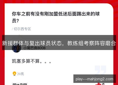 新援群体与复出球员状态，教练组考察阵容磨合